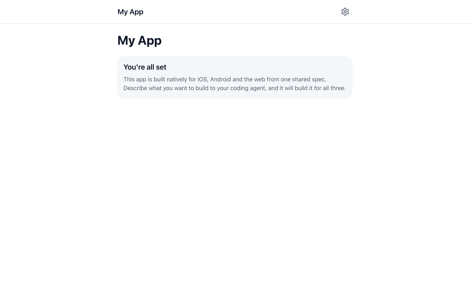 Web app, home screen